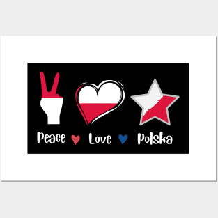 peace love polska, poland, red and white Posters and Art